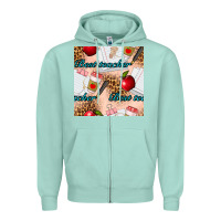 Seafoam Best Teacher Seamless Pattern Zipper Hoodie - BundleAndBundleShop