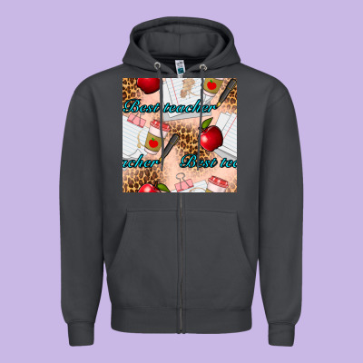 Best Teacher Seamless Pattern Zipper Hoodie Designed By Bundleandbundleshop