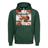 Sports Green Best Teacher Seamless Pattern Zipper Hoodie - BundleAndBundleShop