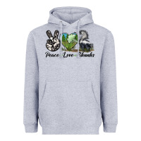 Heather Grey Peace Love Skunks Heavyweight Hoodie - LillyAllenDesigns