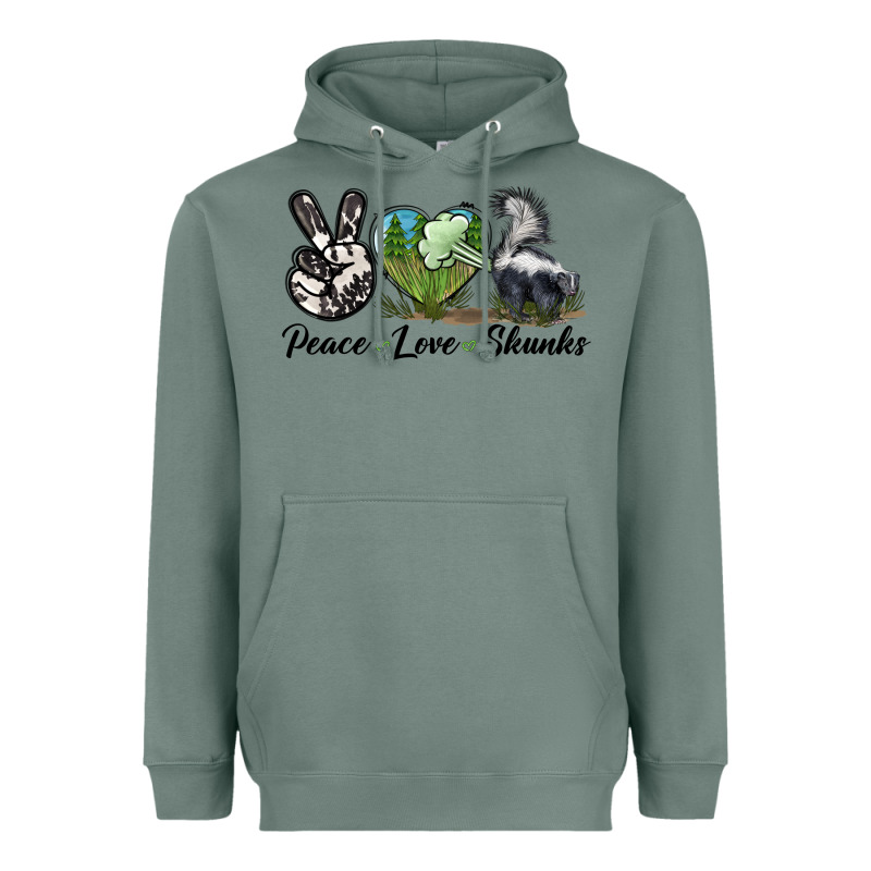 Peace Love Skunks Heavyweight Hoodie by LillyAllenDesigns | Teevron