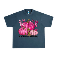 Midnight Navy In October We Wear Pink with Pumpkin Urban Heavy Tee - texasbilliewilder