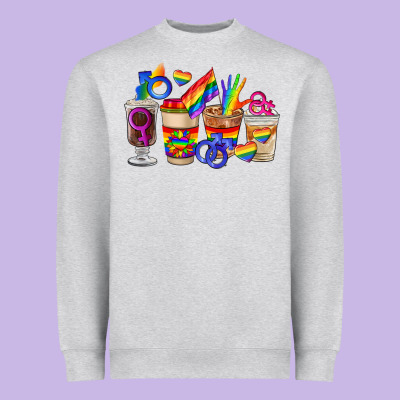 Lgbt Coffee Cups Heavyweight Sweatshirt Designed By Fadigitalartstudio