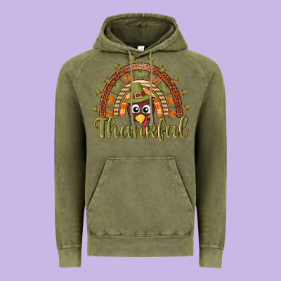 Turkey Rainbow Thankful Thanksgiving Vintage Hoodie Designed By Nancycooperartshop