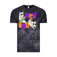 Cloud Black Hey Boo with Ghost Cats Vintage Tee - texasbilliewilder