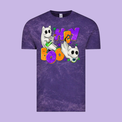 Hey Boo With Ghost Cats Vintage Tee Designed By Texasbilliewilder