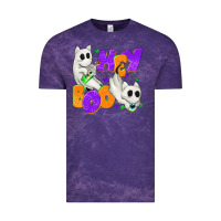 Cloud Purple Hey Boo with Ghost Cats Vintage Tee - texasbilliewilder