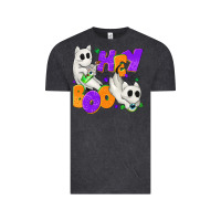 Vintage Black Hey Boo with Ghost Cats Vintage Tee - texasbilliewilder