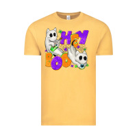Vintage Mustard Hey Boo with Ghost Cats Vintage Tee - texasbilliewilder