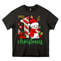 Asphalt My 1st. Christmas with cute snowman Heavy Core Tee - NancyCooperArtShop