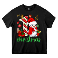 Black My 1st. Christmas with cute snowman Heavy Core Tee - NancyCooperArtShop