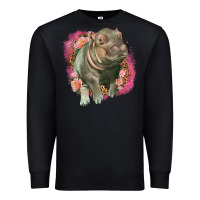Black leopard baby hippo Premium Sweatshirt - LillyAllenDesigns
