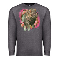 Charcoal Heather leopard baby hippo Premium Sweatshirt - LillyAllenDesigns