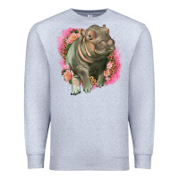 Heather Grey leopard baby hippo Premium Sweatshirt - LillyAllenDesigns