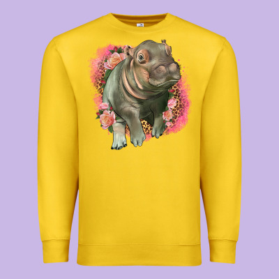 Leopard Baby Hippo Premium Sweatshirt Designed By Lillyallendesigns