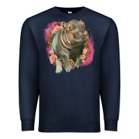 Navy leopard baby hippo Premium Sweatshirt - LillyAllenDesigns