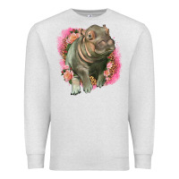 Oatmeal Heather leopard baby hippo Premium Sweatshirt - LillyAllenDesigns