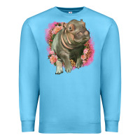 Ocean Blue leopard baby hippo Premium Sweatshirt - LillyAllenDesigns