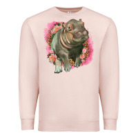 Pale Pink leopard baby hippo Premium Sweatshirt - LillyAllenDesigns