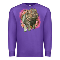 Purple leopard baby hippo Premium Sweatshirt - LillyAllenDesigns
