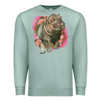 Seafoam leopard baby hippo Premium Sweatshirt - LillyAllenDesigns