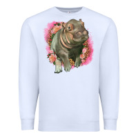 White leopard baby hippo Premium Sweatshirt - LillyAllenDesigns