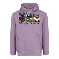 Lavender Peace Love Siamese Cat Heavyweight Hoodie - LillyAllenDesigns