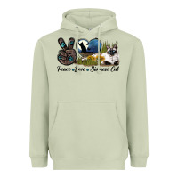 Matcha Peace Love Siamese Cat Heavyweight Hoodie - LillyAllenDesigns