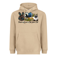 Mushroom Peace Love Siamese Cat Heavyweight Hoodie - LillyAllenDesigns