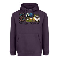 Plum Peace Love Siamese Cat Heavyweight Hoodie - LillyAllenDesigns