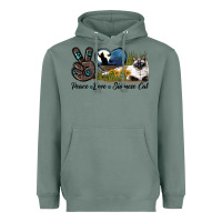 Sage Peace Love Siamese Cat Heavyweight Hoodie - LillyAllenDesigns