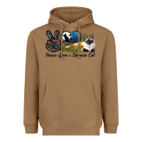 Toasted Coconut Peace Love Siamese Cat Heavyweight Hoodie - LillyAllenDesigns