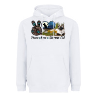 White Peace Love Siamese Cat Heavyweight Hoodie - LillyAllenDesigns