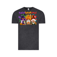 Vintage Black Hallothanksmas gnomes Vintage Tee - NancyCooperArtShop