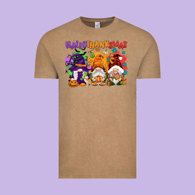 Hallothanksmas Gnomes Vintage Tee Designed By Nancycooperartshop