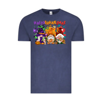 Vintage Denim Hallothanksmas gnomes Vintage Tee - NancyCooperArtShop