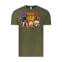 Vintage Olive Hallothanksmas gnomes Vintage Tee - NancyCooperArtShop