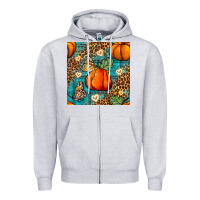 Heather Grey pumpkin and butterfly seamless pattern Zipper Hoodie - BundleAndBundleShop