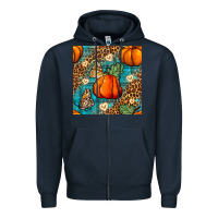 Navy pumpkin and butterfly seamless pattern Zipper Hoodie - BundleAndBundleShop