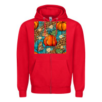 Red pumpkin and butterfly seamless pattern Zipper Hoodie - BundleAndBundleShop