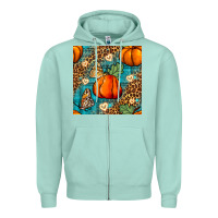 Seafoam pumpkin and butterfly seamless pattern Zipper Hoodie - BundleAndBundleShop