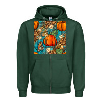 Sports Green pumpkin and butterfly seamless pattern Zipper Hoodie - BundleAndBundleShop