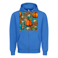 True Royal pumpkin and butterfly seamless pattern Zipper Hoodie - BundleAndBundleShop