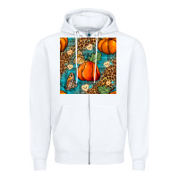 White pumpkin and butterfly seamless pattern Zipper Hoodie - BundleAndBundleShop