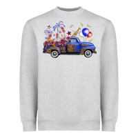 Heather Grey Western Truck Fourth Of July Heavyweight Sweatshirt - FaDigitalArtStudio