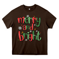 Chocolate Brown merry and bright Heavy Core Tee - MaliasSmallBusiness