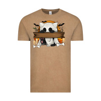 Vintage Coffee Personalized Halloween Ghost Cat Vintage Tee - texasbilliewilder