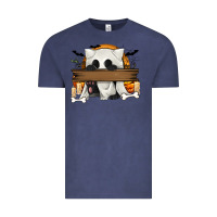Vintage Denim Personalized Halloween Ghost Cat Vintage Tee - texasbilliewilder