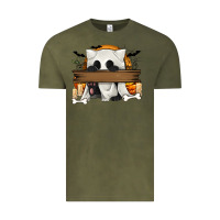 Vintage Olive Personalized Halloween Ghost Cat Vintage Tee - texasbilliewilder