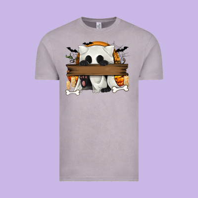 Personalized Halloween Ghost Cat Vintage Tee Designed By Texasbilliewilder